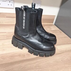Love Moschino Black Chunky Ankle Boots